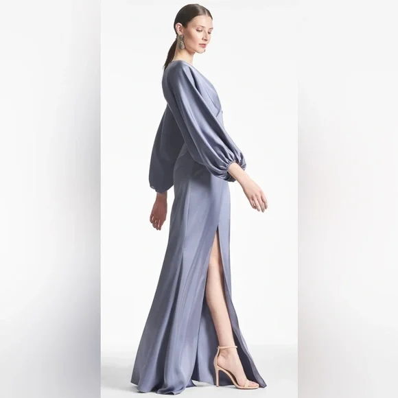NWT | Sachin + Babi Satin Gabby Gown Cool Grey Size 10 & 12 - Picture 4 of 12